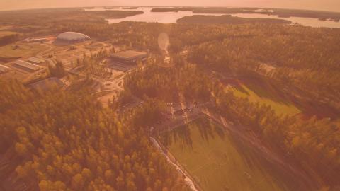 Ilmakuva Imatran Ukonniemen jalkapallokentistä